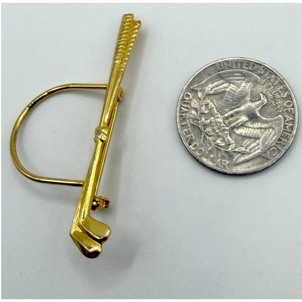 Vintage Gold Tone Golf Club Brooch‎ Pin Sports Jewelry 2
